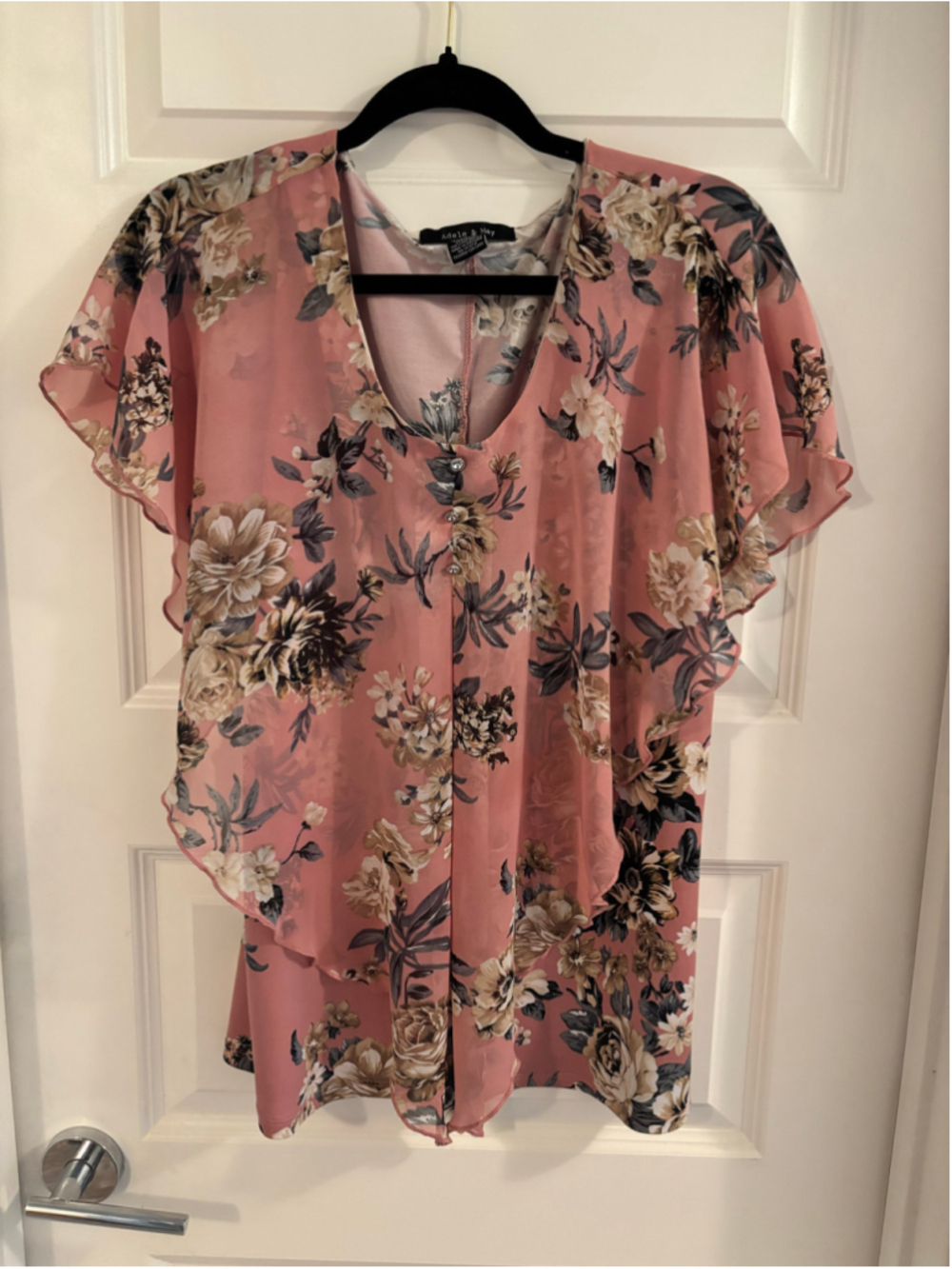 Women's Adele & May Floral Blouse Size L Pink Beige